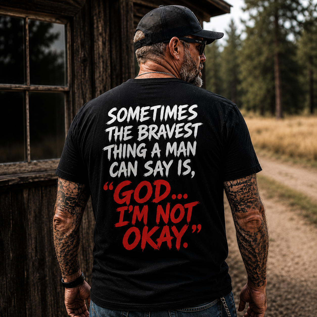 "Sometimes the Bravest Thing a Man Can Say Is, 'God... I'm Not Okay'" Mental Health T-Shirt