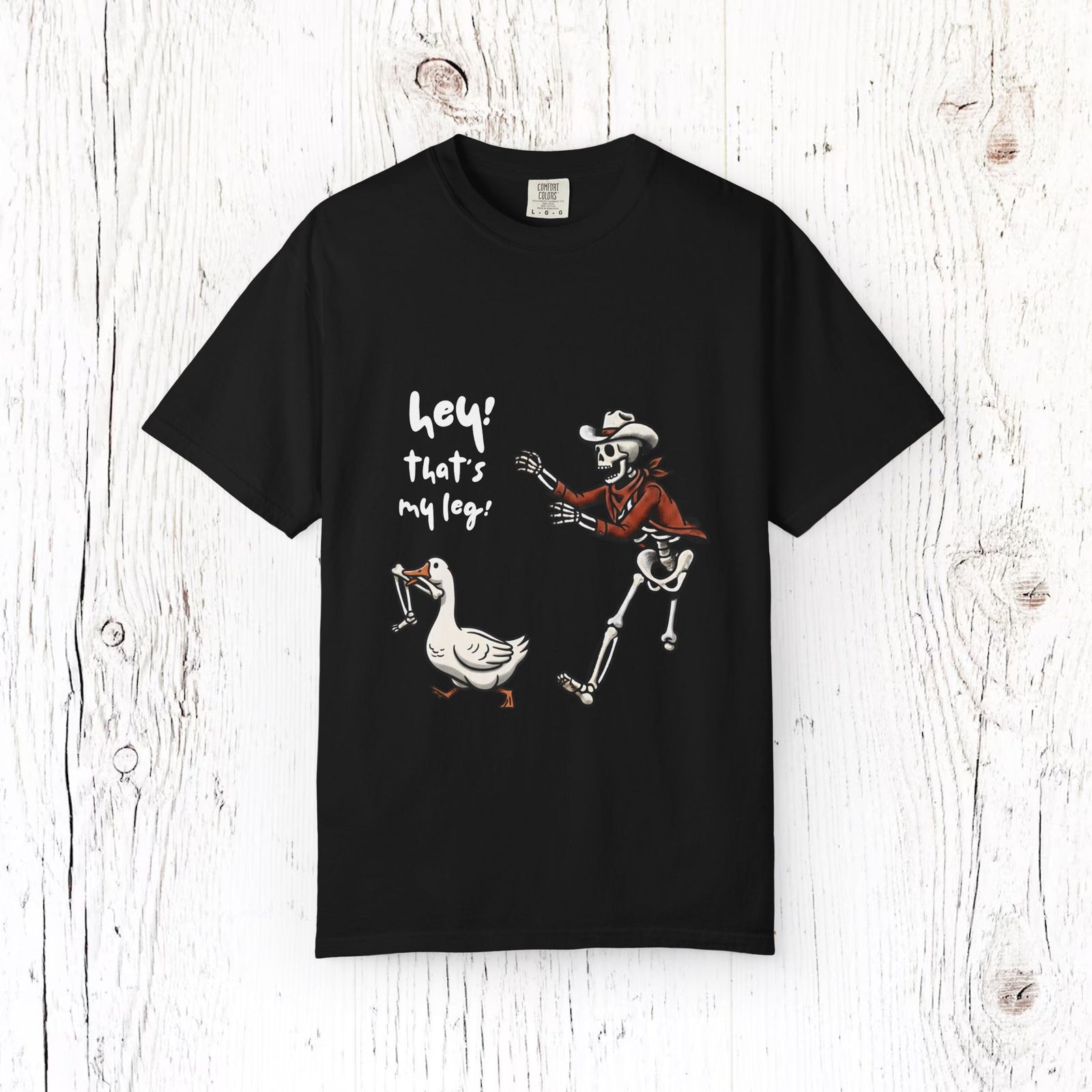 Hey! That’s My Leg! Skeleton Cowboy Funny Halloween Unisex T-Shirt