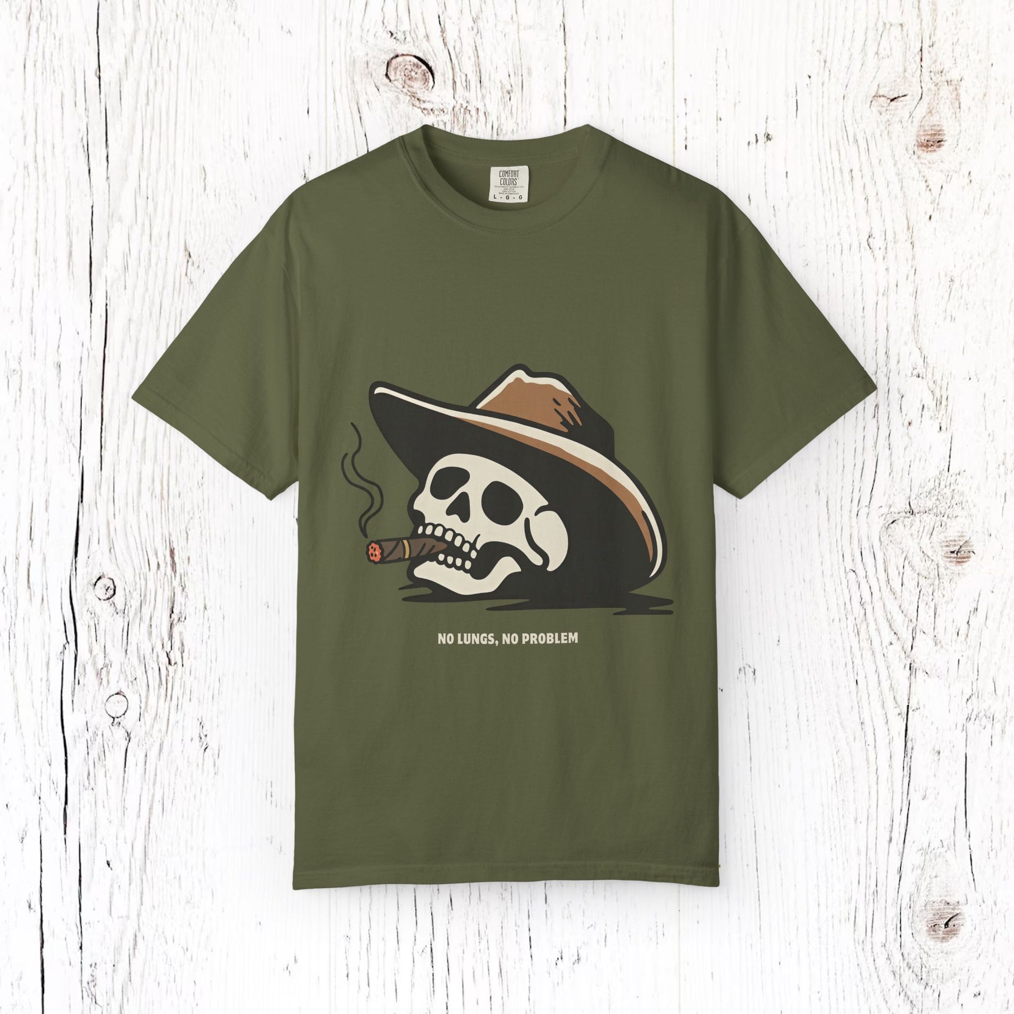 No Lungs, No Problem - Funny Cowboy Skull Unisex T-Shirt