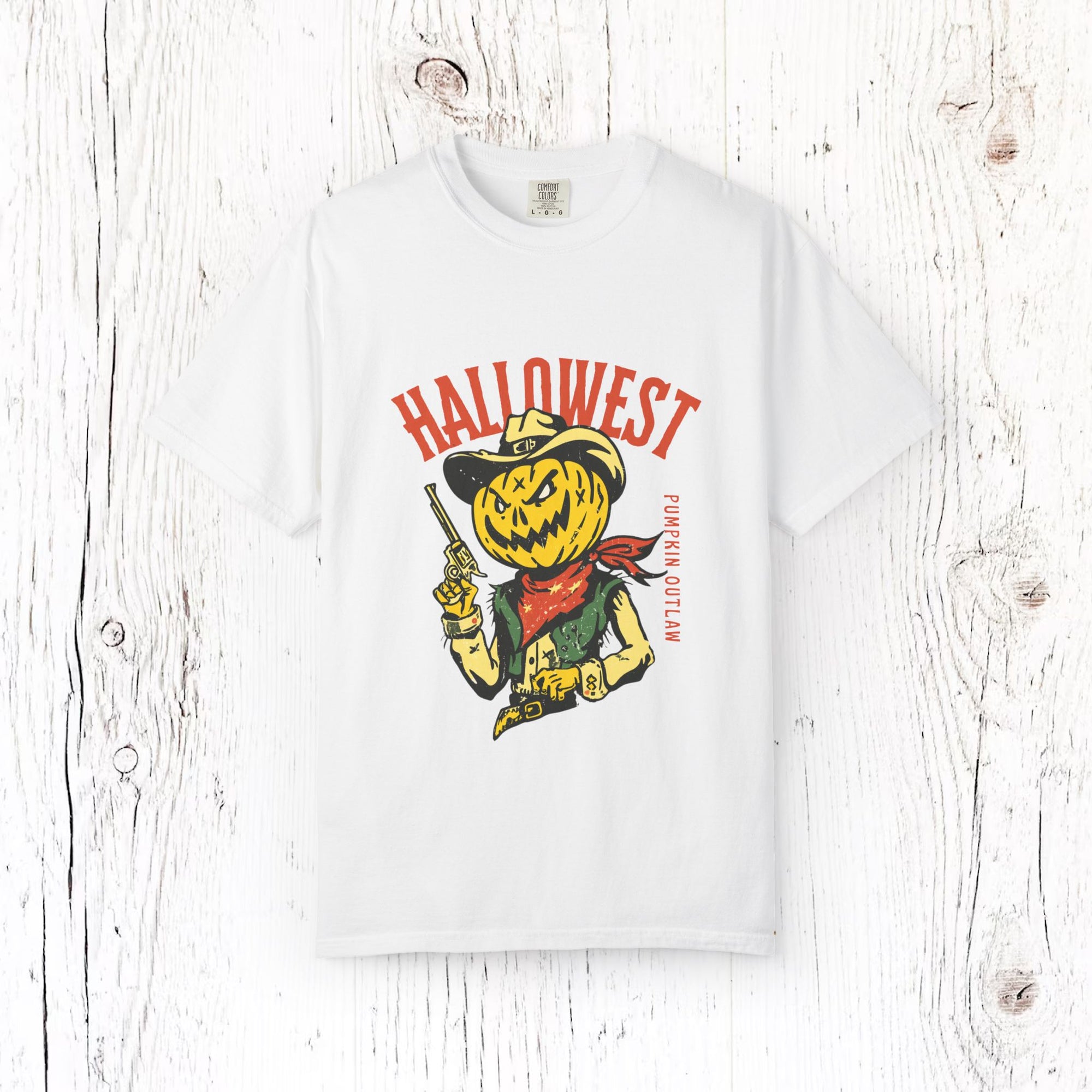 Pumpkin Gunslinger Halloween Cowboy T-Shirt – Dark Wild West Outlaw Style