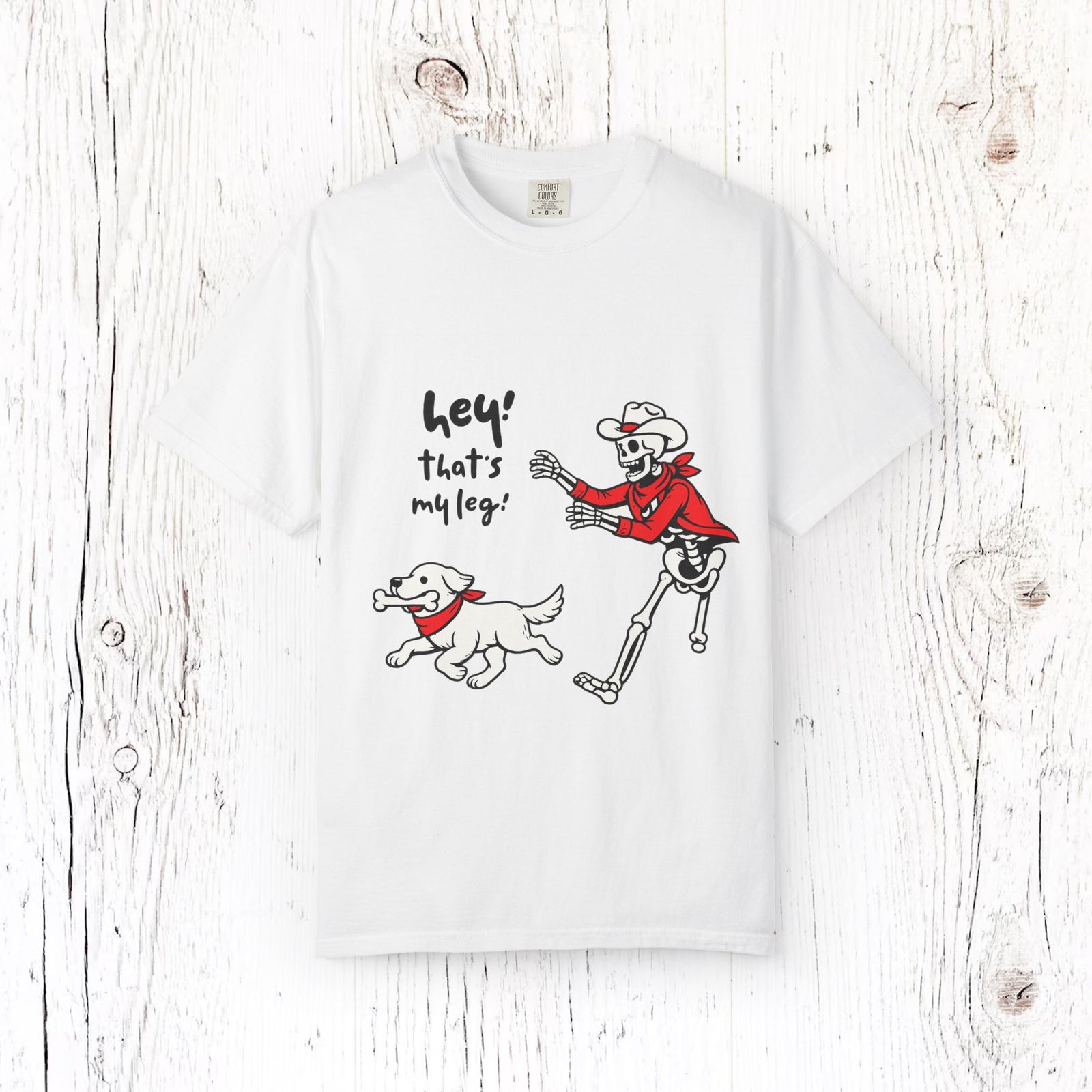 Hey! That’s My Leg! Skeleton Cowboy Funny Halloween Unisex T-Shirt