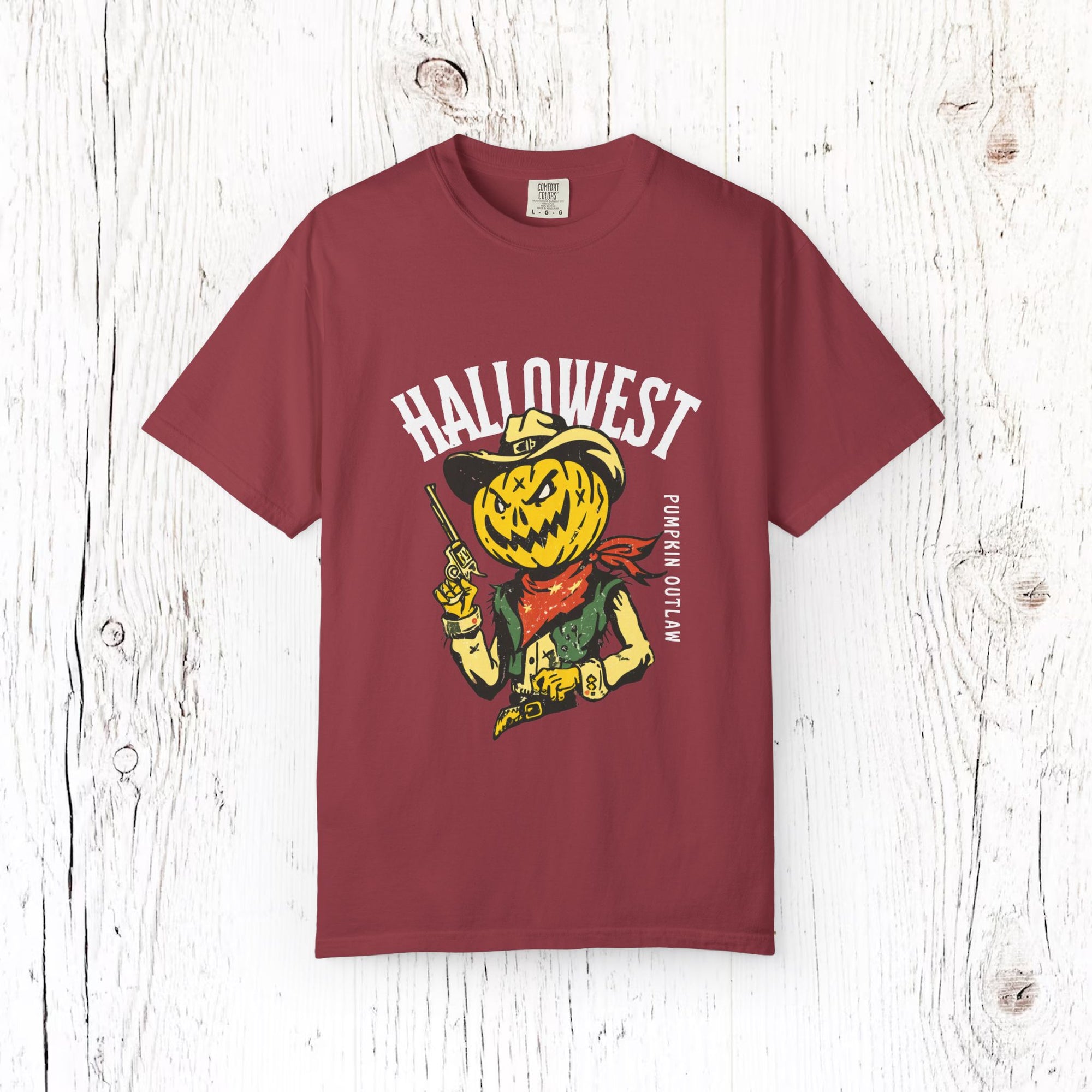 Pumpkin Gunslinger Halloween Cowboy T-Shirt – Dark Wild West Outlaw Style