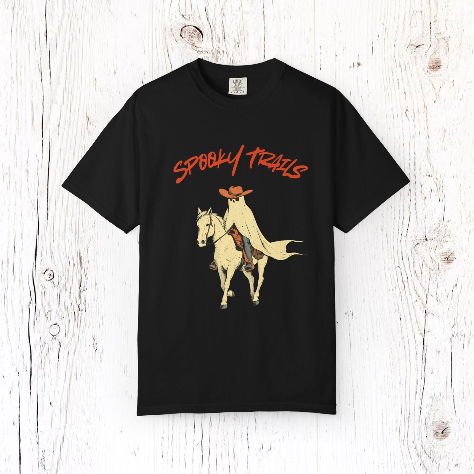 Spooky Trails Cowboy Ghost T-Shirt – Western Halloween Horse Rider Tee