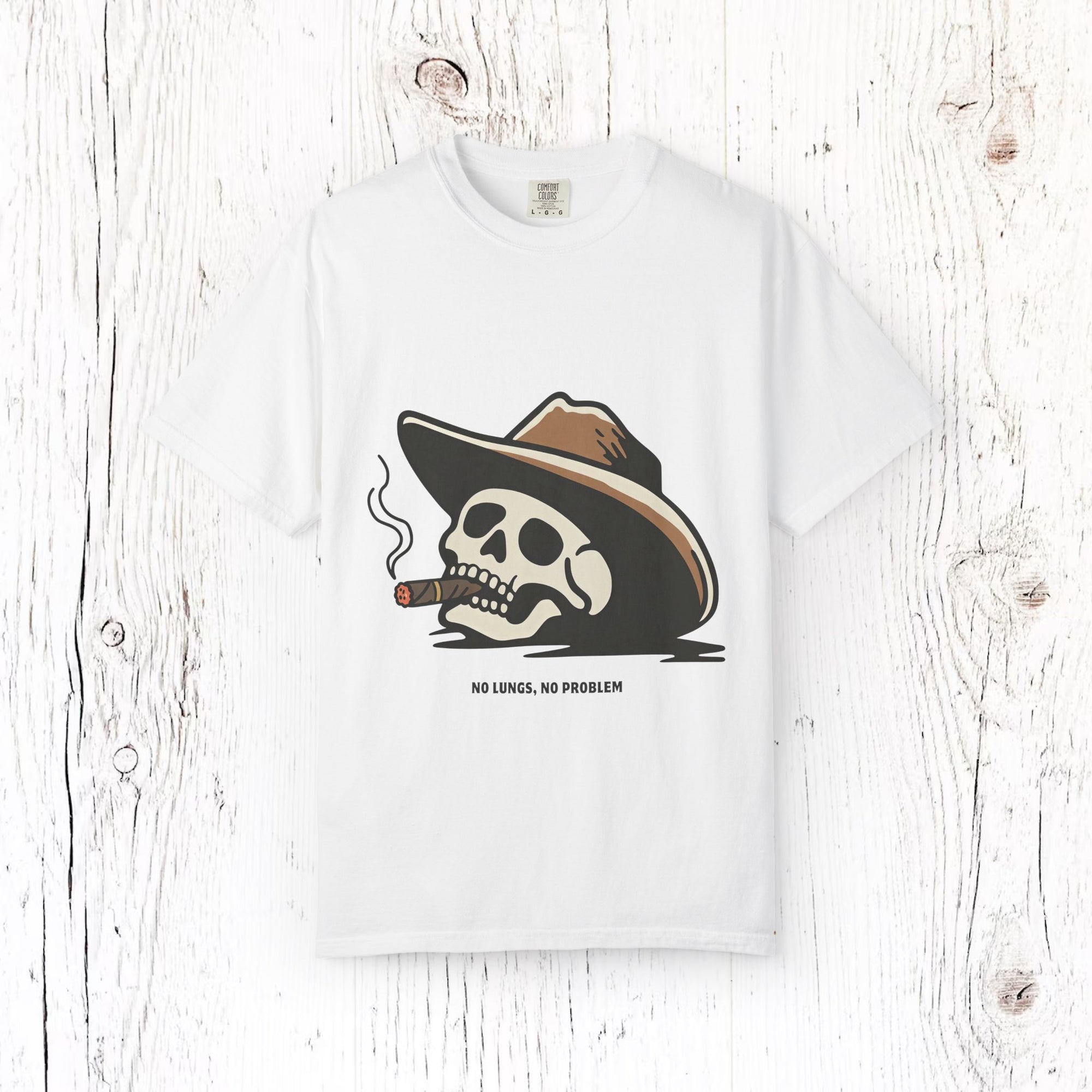 No Lungs, No Problem - Funny Cowboy Skull Unisex T-Shirt