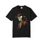 Skeleton Cowboy with Crow Graphic Tee – DarkWildWest Unisex T-Shirt