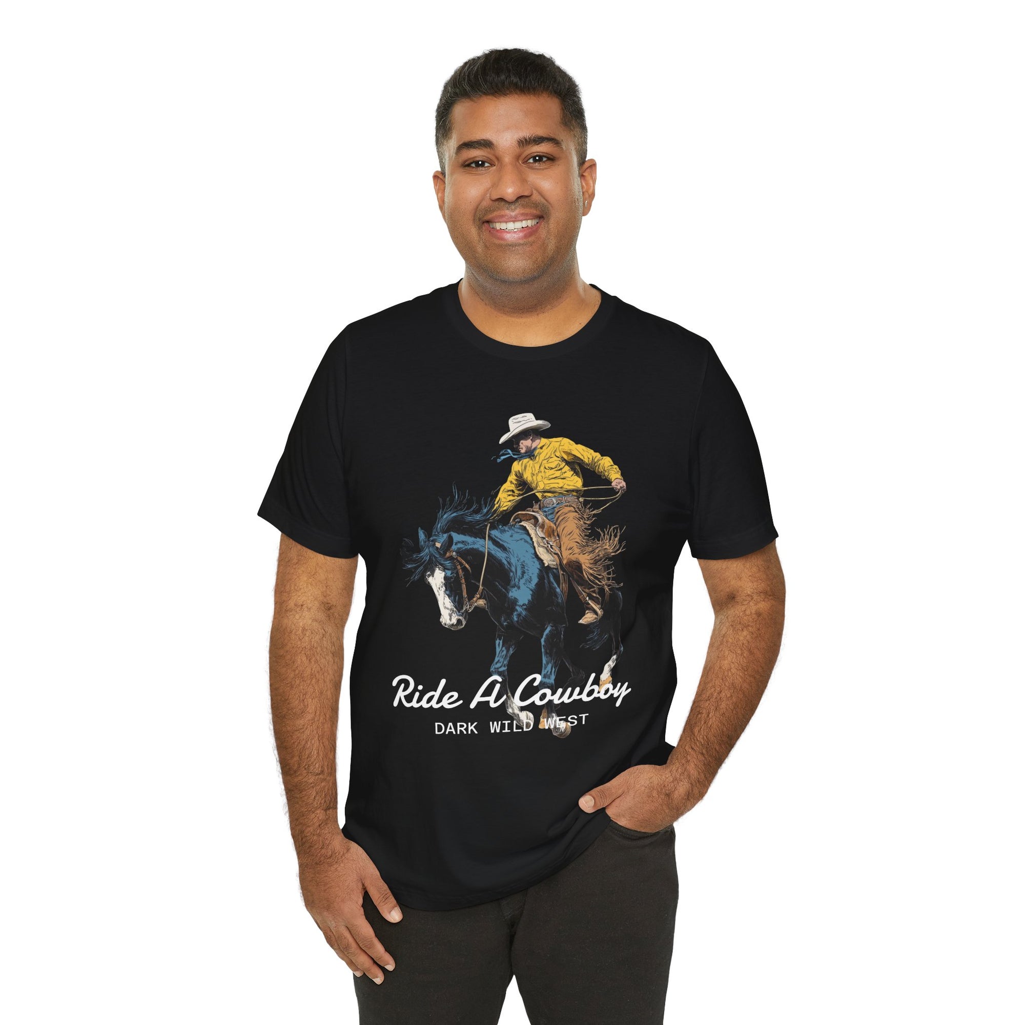 Ride A Cowboy Streetwear Graphic Tee – DarkWildWest Unisex T-Shirt