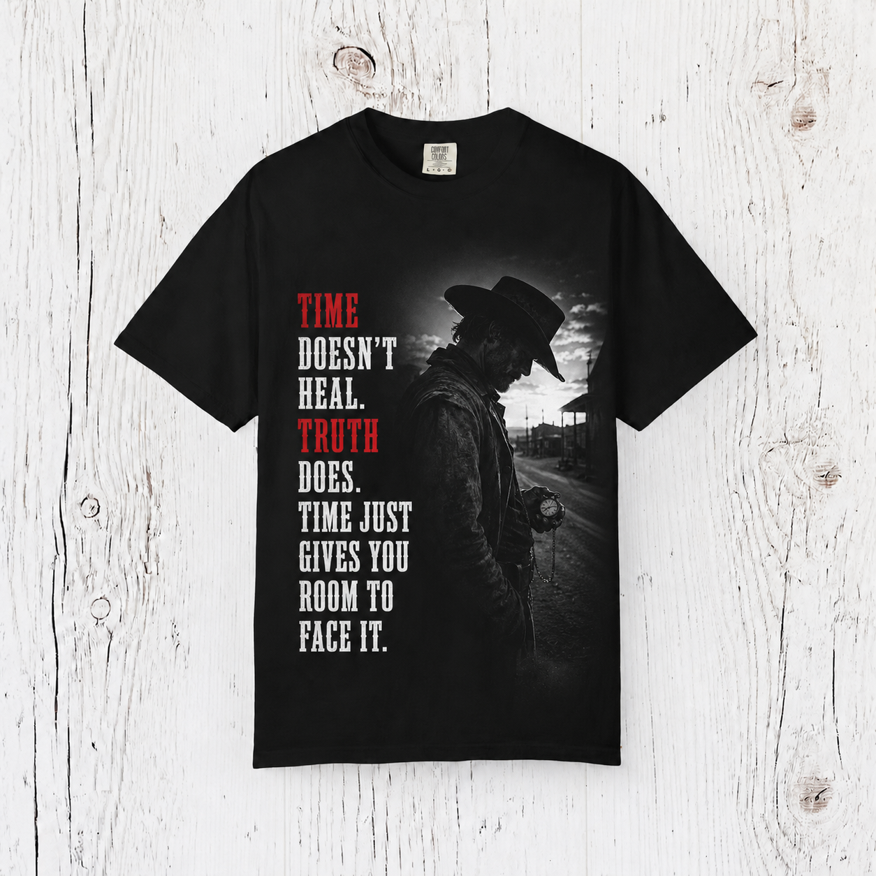 'Time Doesn't Heal. Truth Does.' Vintage Western Shadow Tee