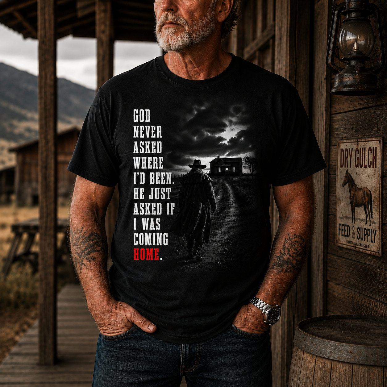 Christian Faith T-Shirt — "God Never Asked Where I'd Been, He Just Asked If I Was Coming Home"