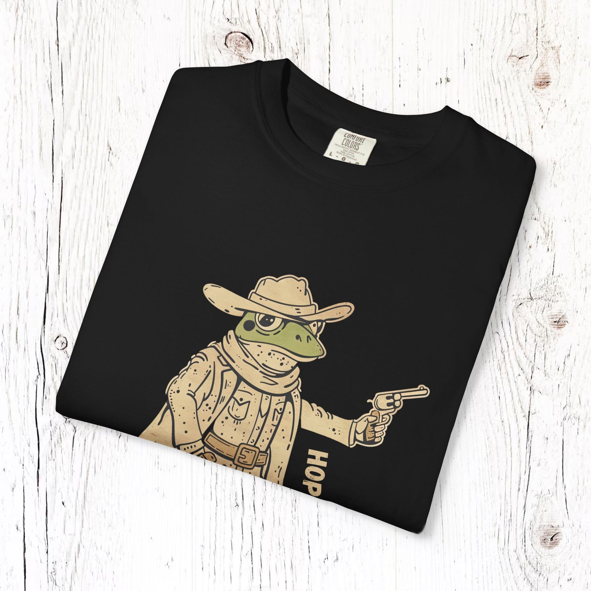 Hop or Die Frog Cowboy T-Shirt - Funny Western Outlaw Tee