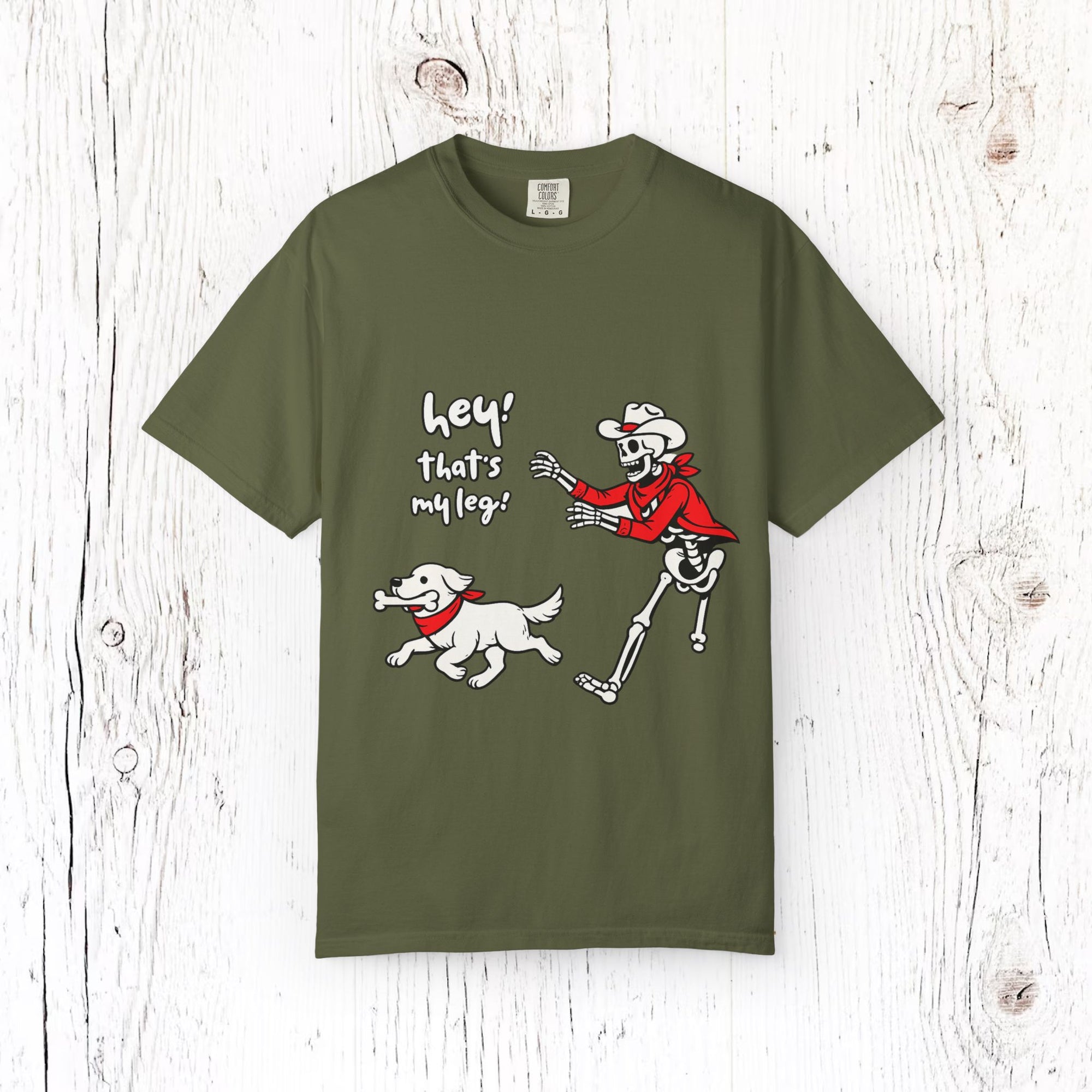 Hey! That’s My Leg! Skeleton Cowboy Funny Halloween Unisex T-Shirt