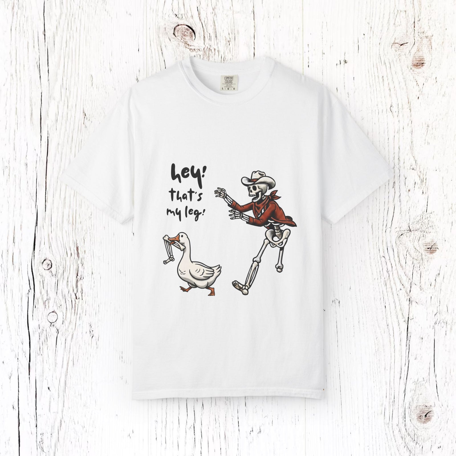 Hey! That’s My Leg! Skeleton Cowboy Funny Halloween Unisex T-Shirt
