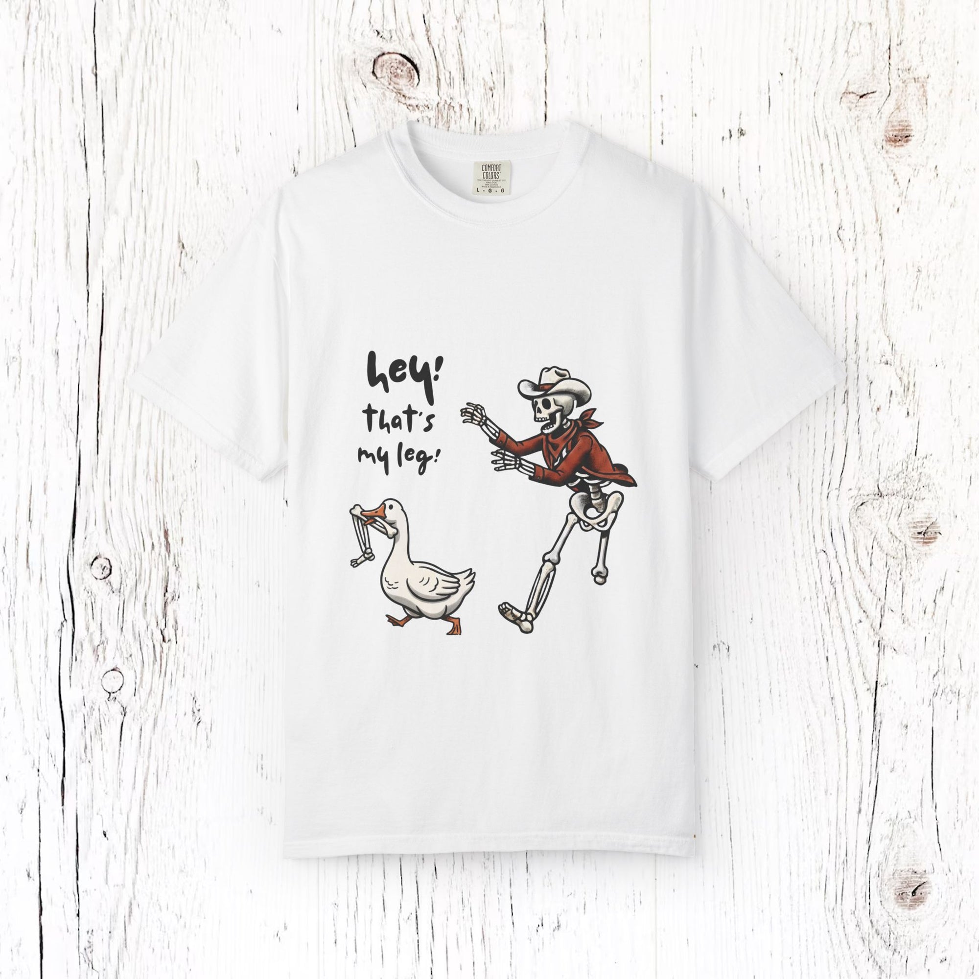 Hey! That’s My Leg! Skeleton Cowboy Funny Halloween Unisex T-Shirt