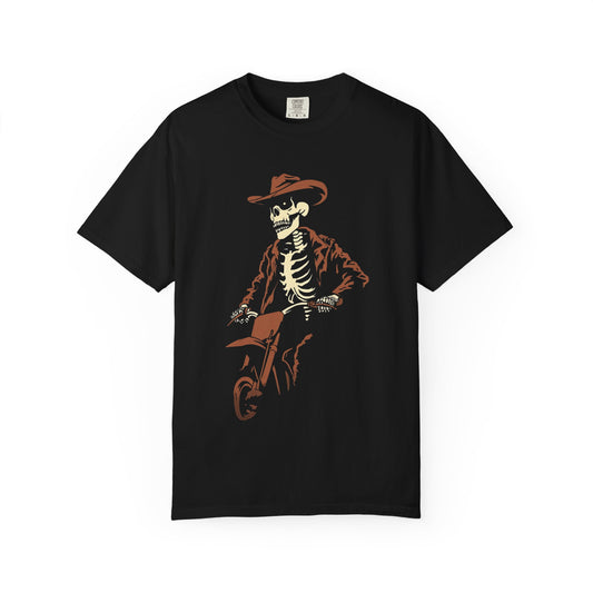 Skeleton Cowboy Riding Motorcycle – DarkWildWest Unisex T-Shirt