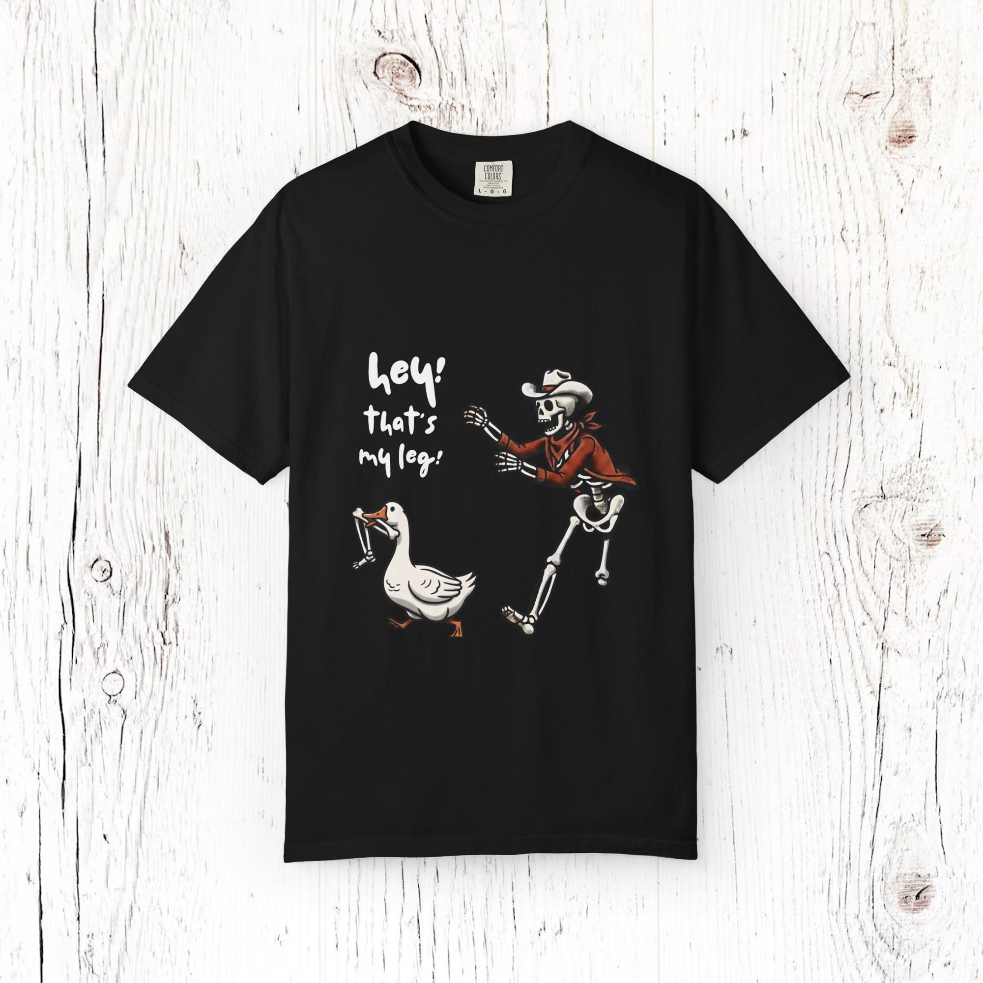 Hey! That’s My Leg! Skeleton Cowboy Funny Halloween Unisex T-Shirt