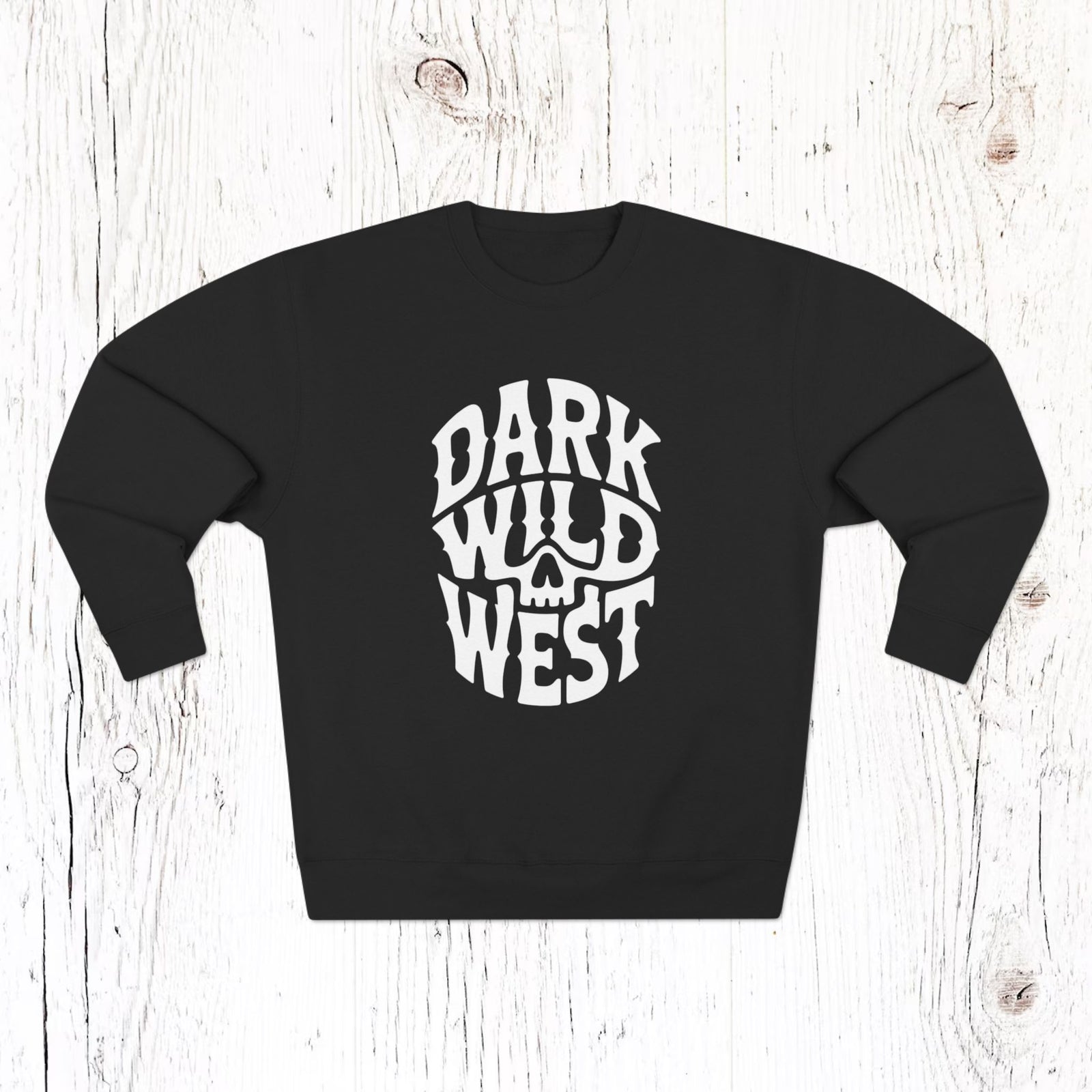 Dark Wild West Skull Logo Sweatshirt – Western Outlaw Streetwear Crewneck