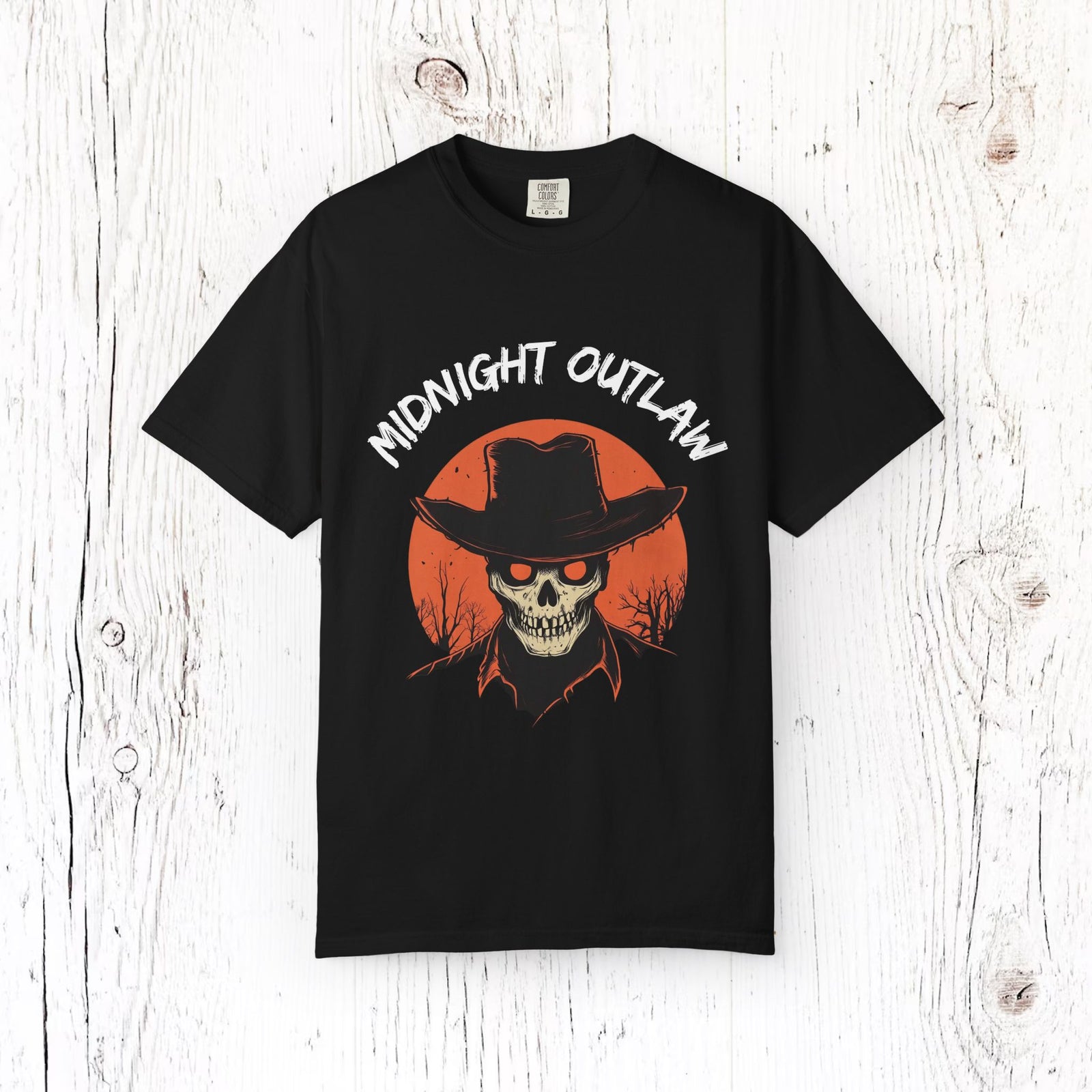 Midnight Outlaw Skull Cowboy T-Shirt – Dark Western Halloween Tee