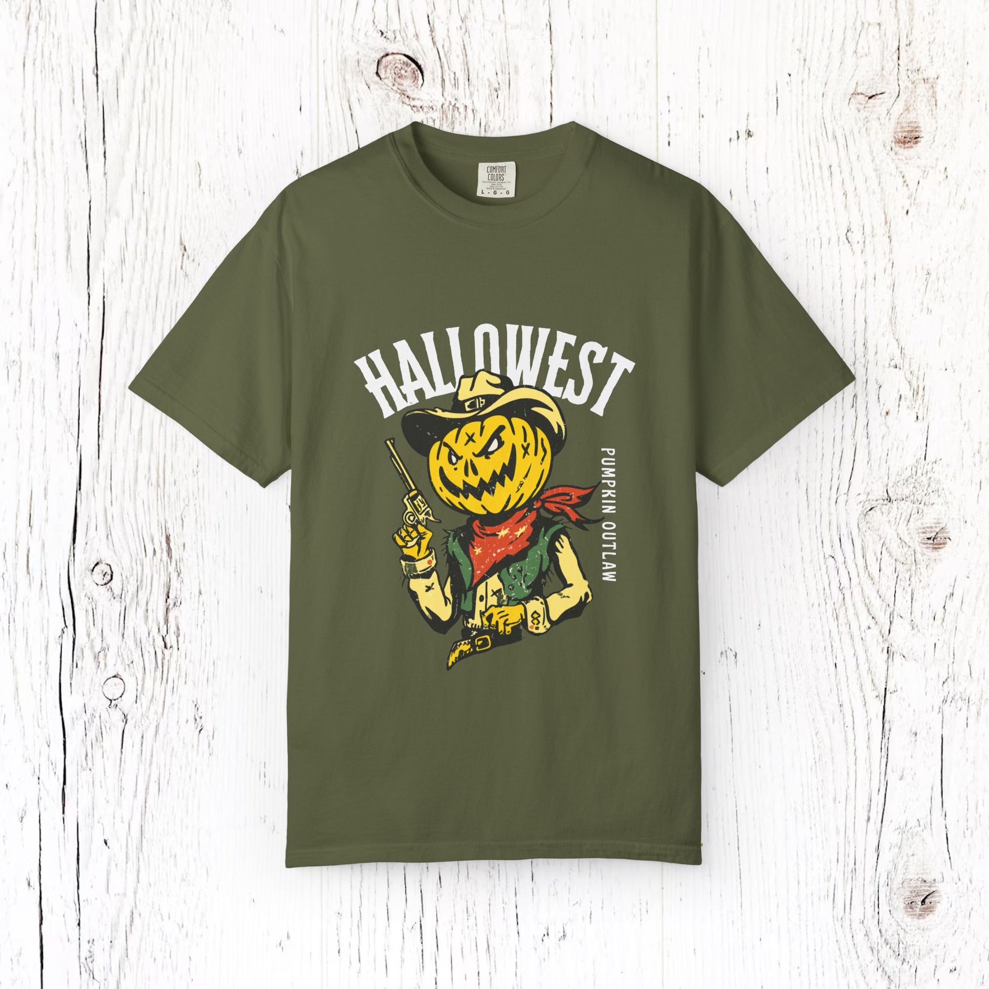 Pumpkin Gunslinger Halloween Cowboy T-Shirt – Dark Wild West Outlaw Style
