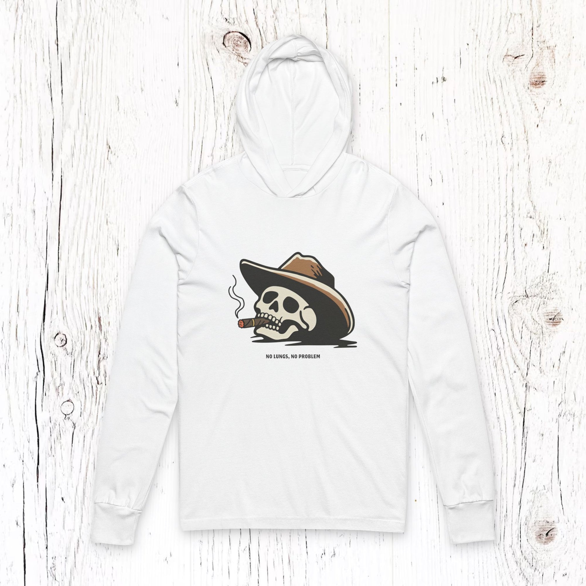 No Lungs, No Problem - Funny Cowboy Skull Unisex Hooded Long Sleeve Shirt