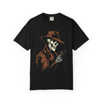 Skeleton Cowboy with Revolver Graphic Tee – DarkWildWest Unisex T-Shirt