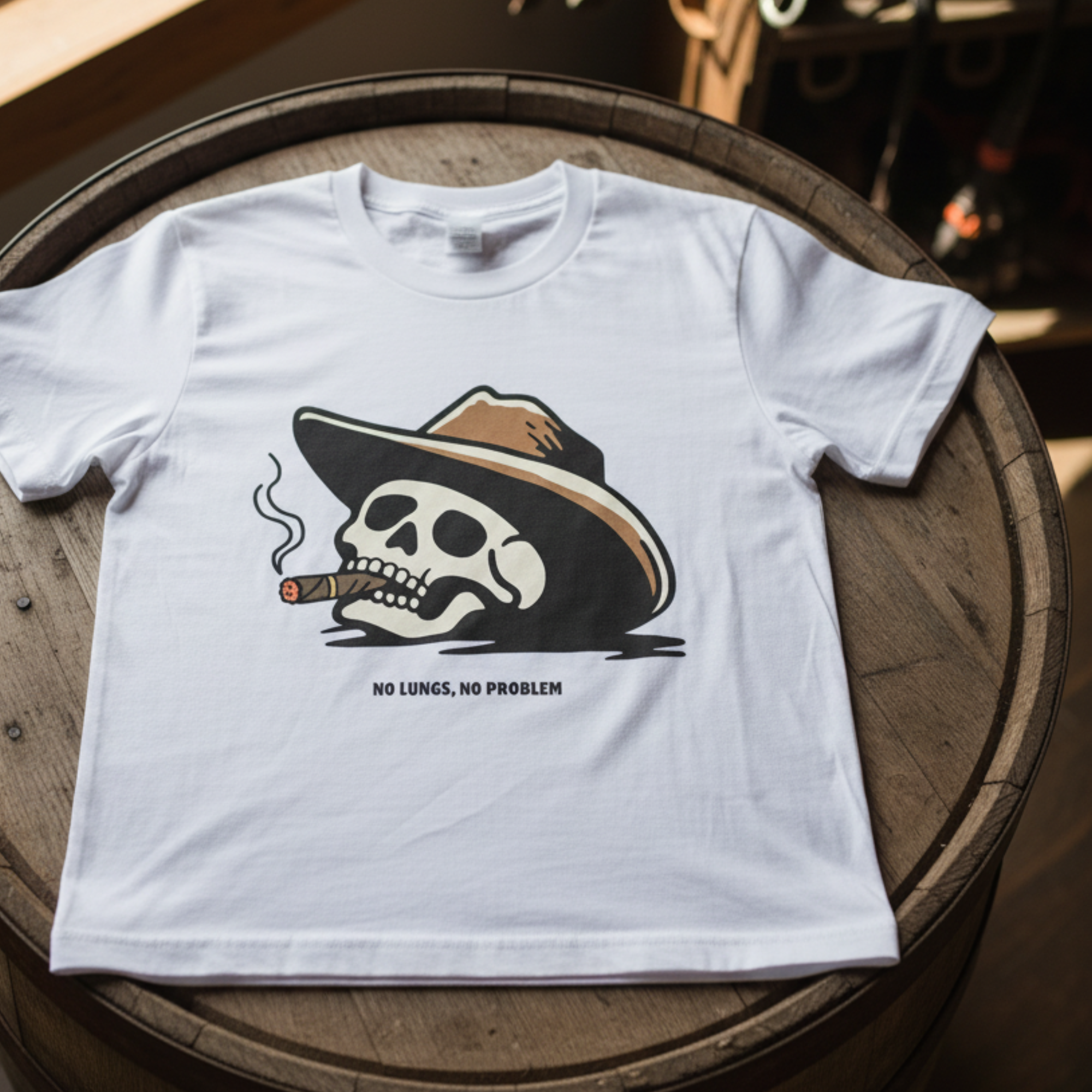 No Lungs, No Problem - Funny Cowboy Skull Unisex T-Shirt