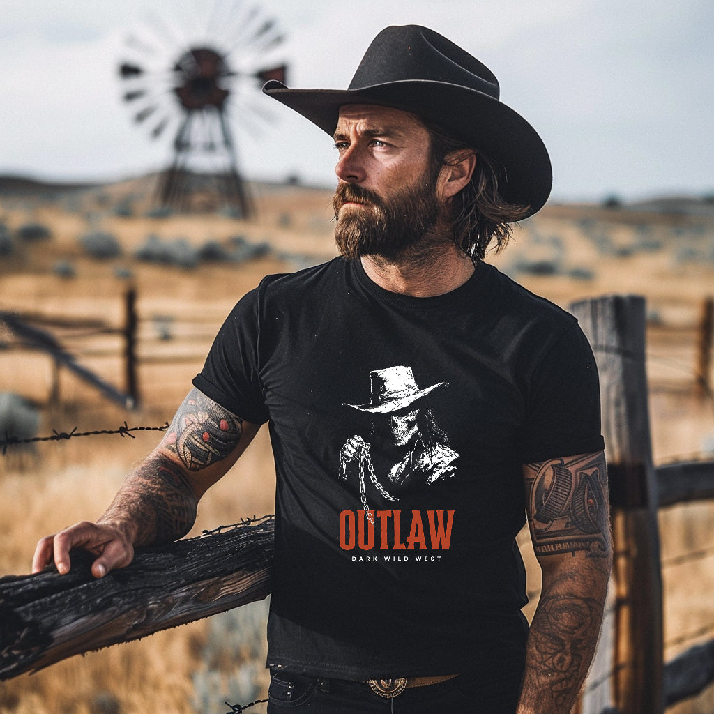 Outlaw Skeleton Cowboy Graphic Tee - DarkWildWest Unisex T-Shirt