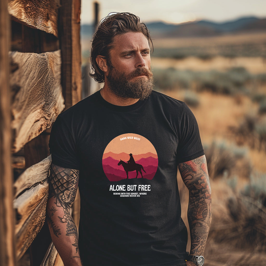 Ride Into the Sunset Cowboy - DarkWildWest Unisex T-Shirt