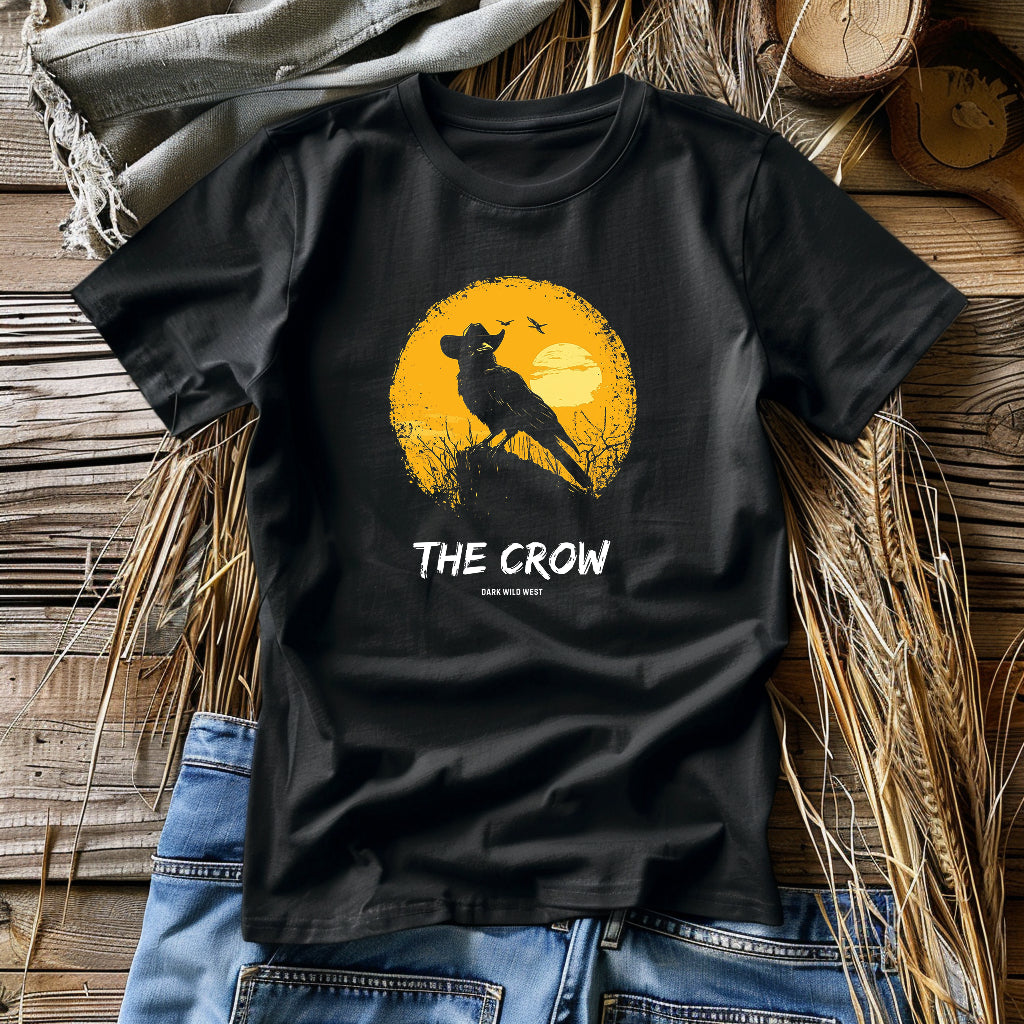 The Crow Cowboy Sunset – DarkWildWest Unisex T-Shirt