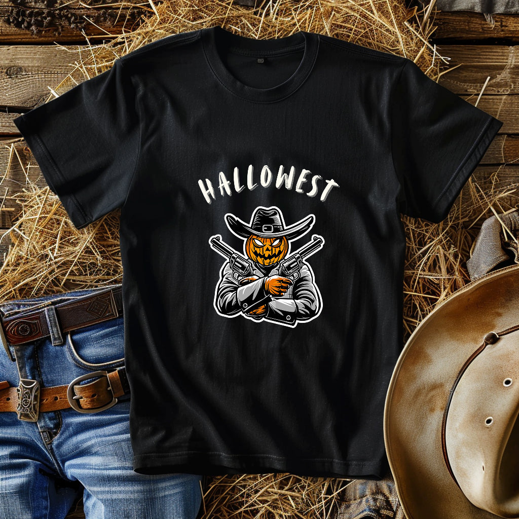 Hallowest Pumpkin Gunslinger – DarkWildWest Unisex T-Shirt