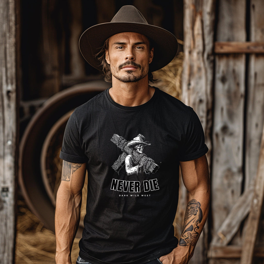 Rebels Never Die Skeleton Cowboy - DarkWildWest Unisex T-Shirt