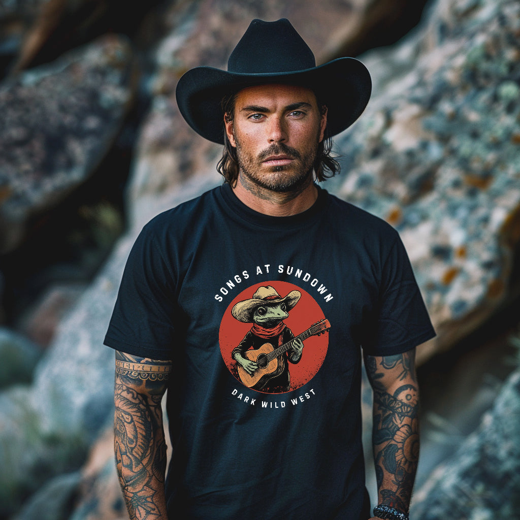 Songs at Sundown Cowboy Frog – DarkWildWest Unisex T-Shirt