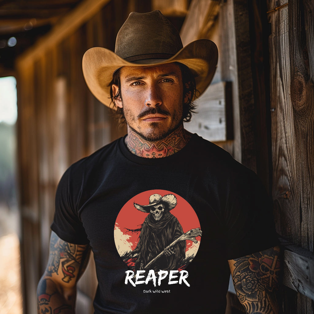 Reaper Cowboy Grim – DarkWildWest Unisex T-Shirt