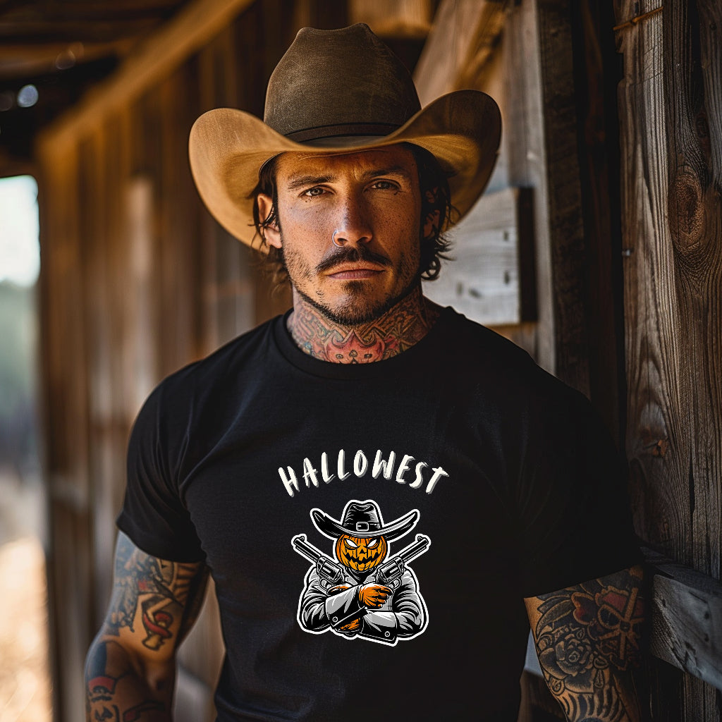 Hallowest Pumpkin Gunslinger – DarkWildWest Unisex T-Shirt