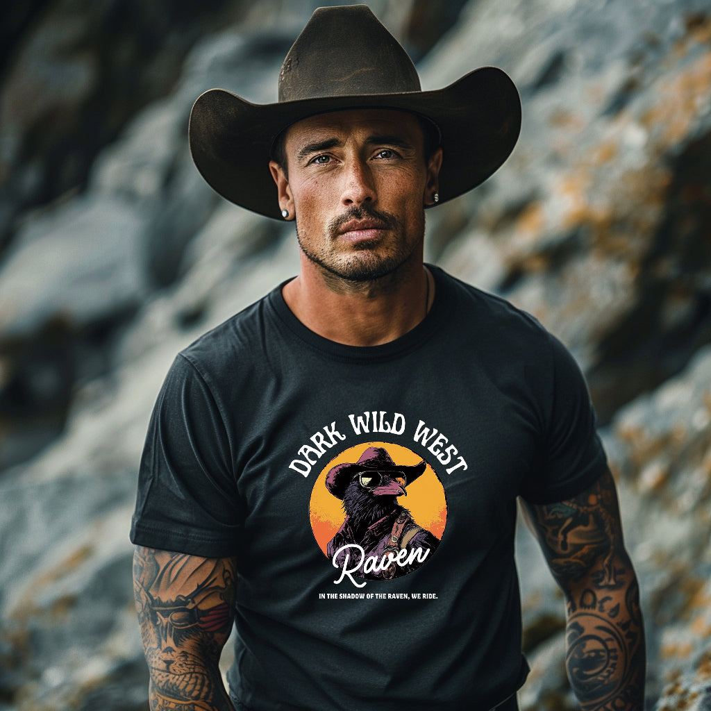 Raven Cowboy Shadow – DarkWildWest Unisex T-Shirt