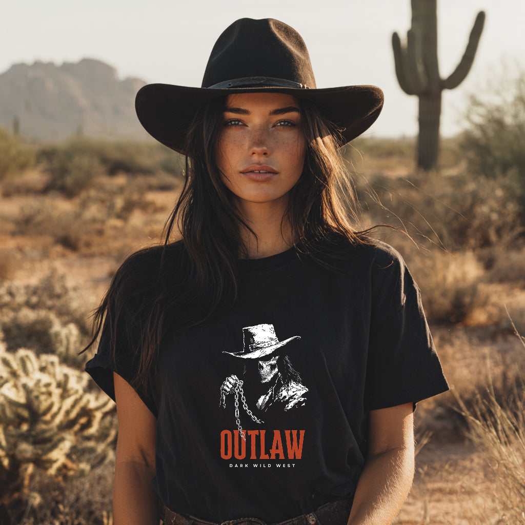 Outlaw Skeleton Cowboy Graphic Tee - DarkWildWest Unisex T-Shirt