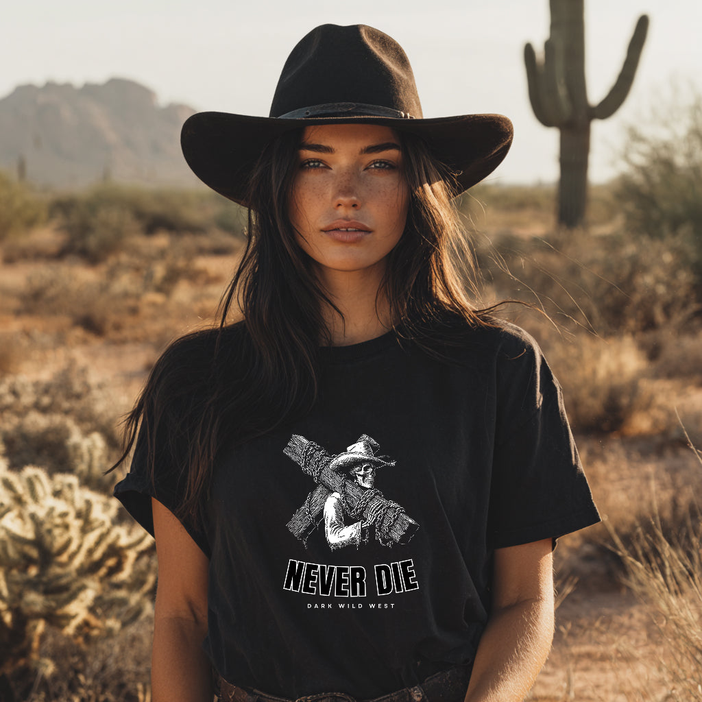 Rebels Never Die Skeleton Cowboy - DarkWildWest Unisex T-Shirt