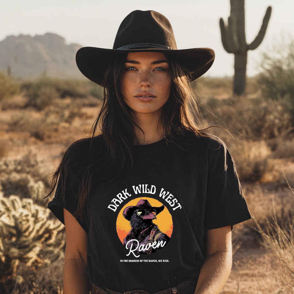 Raven Cowboy Shadow – DarkWildWest Unisex T-Shirt