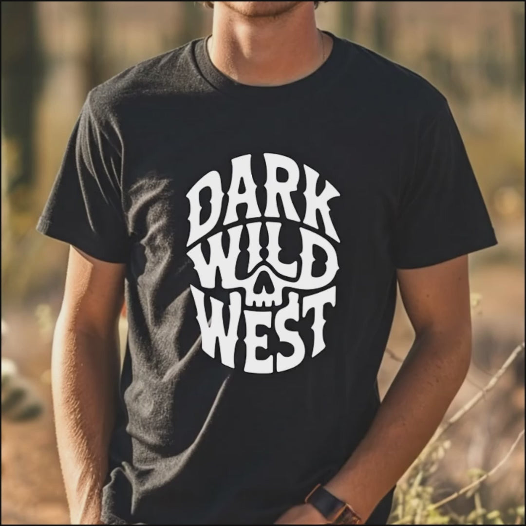 Dark Wild West Skull Logo T-Shirt - Western Outlaw Streetwear Tee