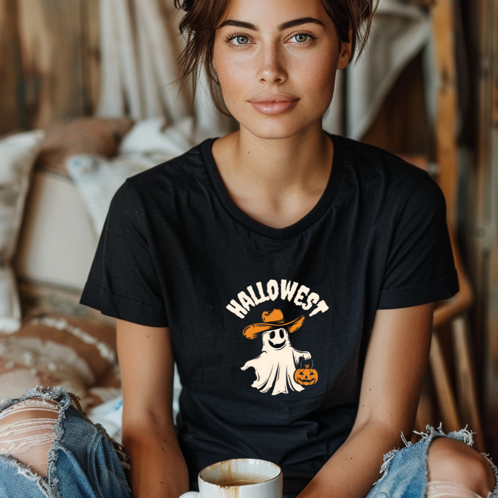 Hallowest Cowboy Ghost Halloween T-Shirt – Funny Western Spooky Tee