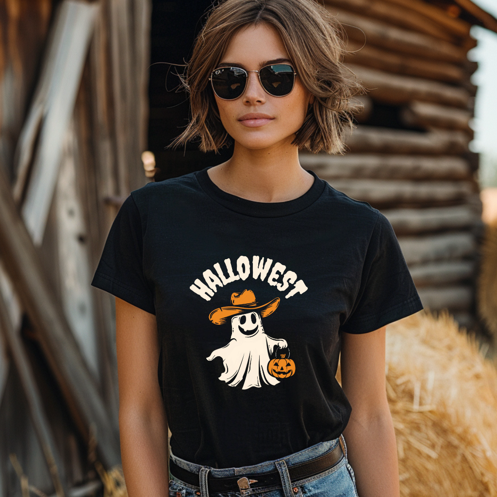 Hallowest Cowboy Ghost Halloween T-Shirt – Funny Western Spooky Tee