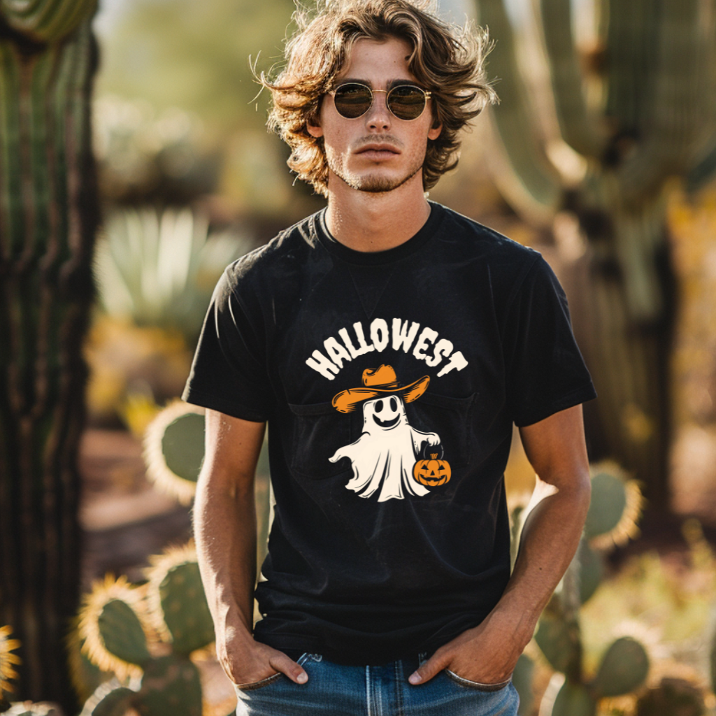 Spooky Trails Cowboy Ghost T-Shirt – Western Halloween Horse Rider Tee