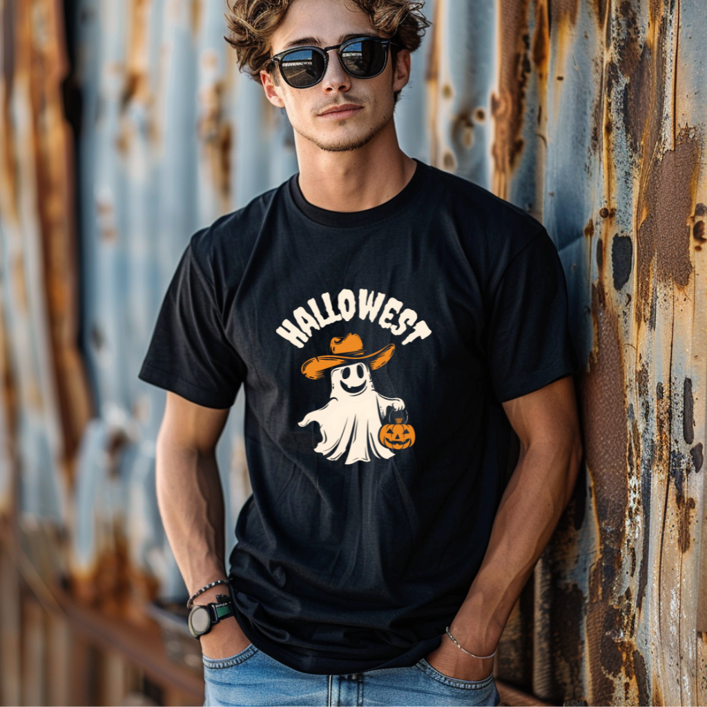 Hallowest Cowboy Ghost Halloween T-Shirt – Funny Western Spooky Tee